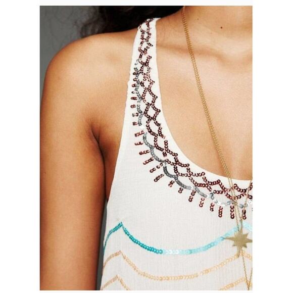 Free People Women's Multicolor Sequin Racerback Tank Top, S - Picture 1 of 6